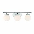 Designers Fountain Elle 24in 3-Light Polished Nickel Retro Modern Indoor Vanity Light with Frosted Glass Shades D232M-3B-PN